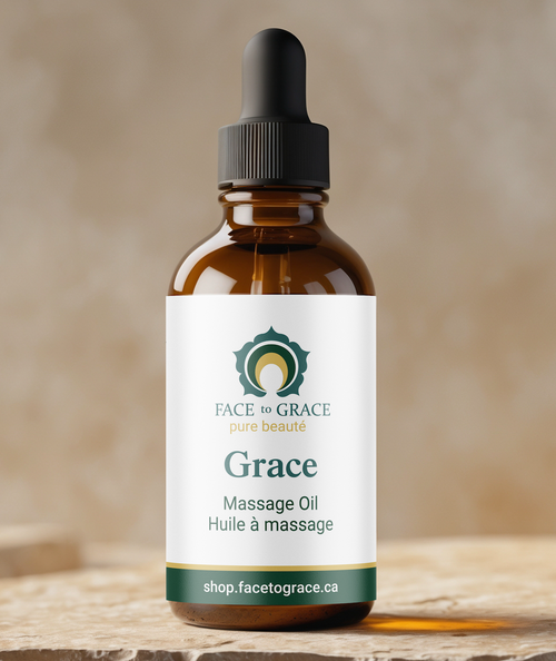 Grace massage oil by Face to Grace Beauté for relaxing body care